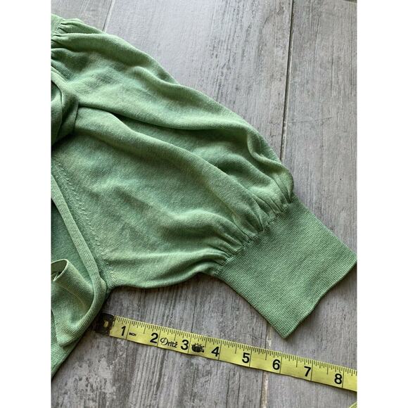ROBERT RODRIGUEZ Sage Green Tunic Half Sleeve Knit Top Designer Bow Silk L - Picture 6 of 7